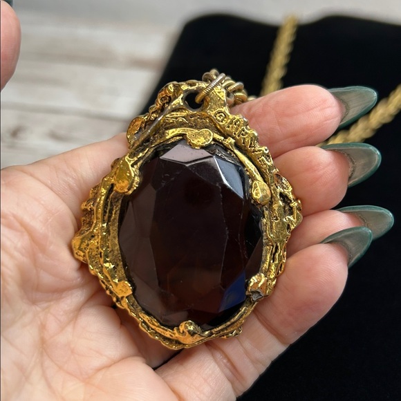 Mr We Vintage Gold and Topaz Pendant Necklace - Picture 6 of 8